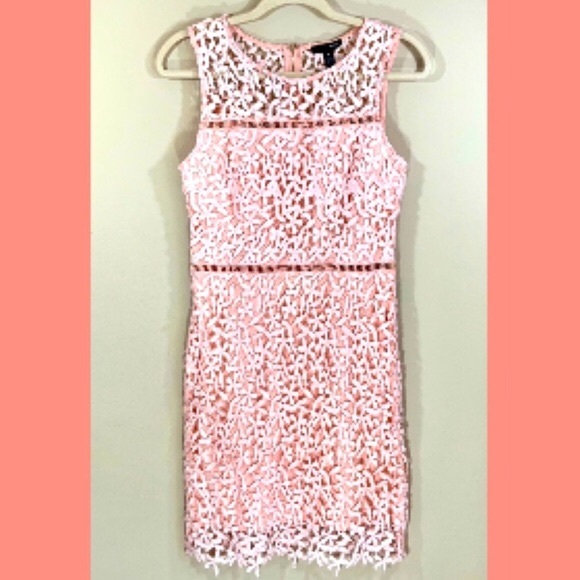 Aqua Dresses & Skirts - Pink Floral Knit Lace Dress